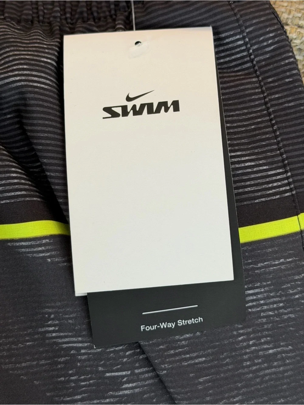 NWT - Nike Swim - Men's XXL - Bathing Suit Trunks - Black & Gray stripes
